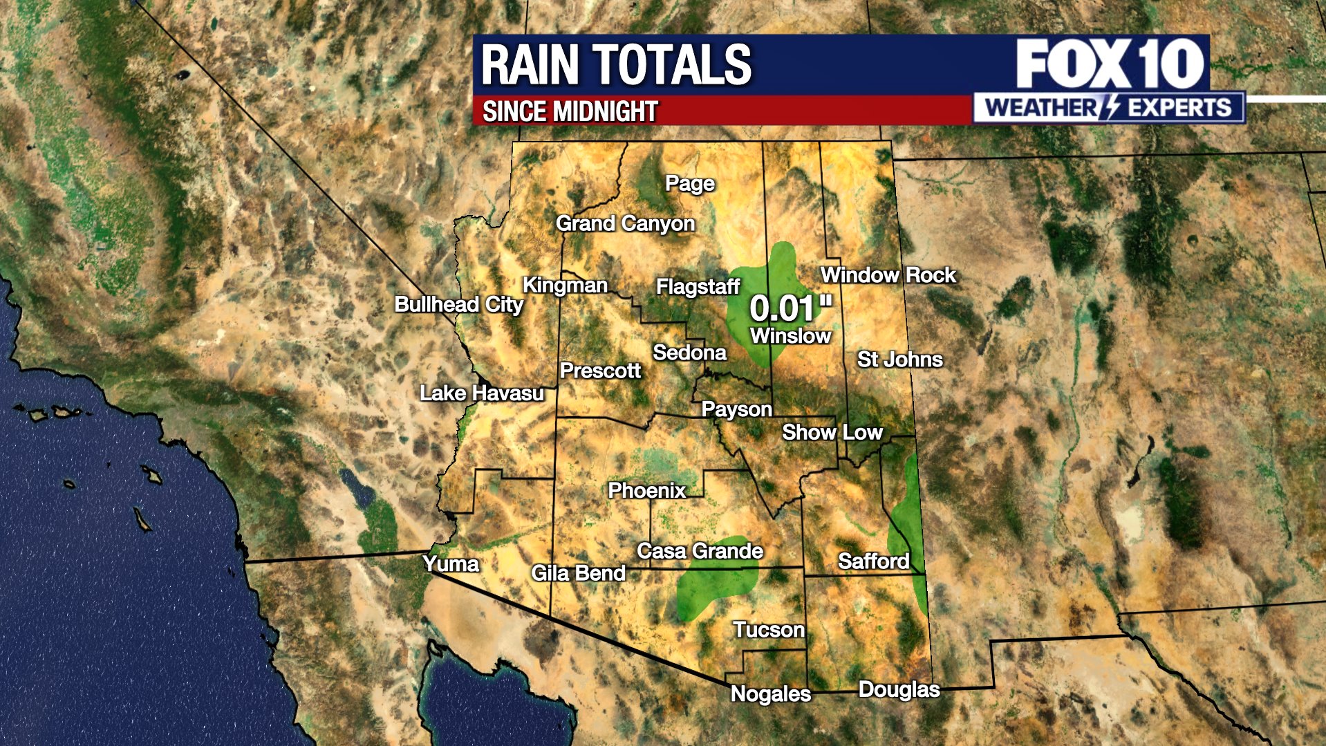 Arizona Map With Weather Temperatures